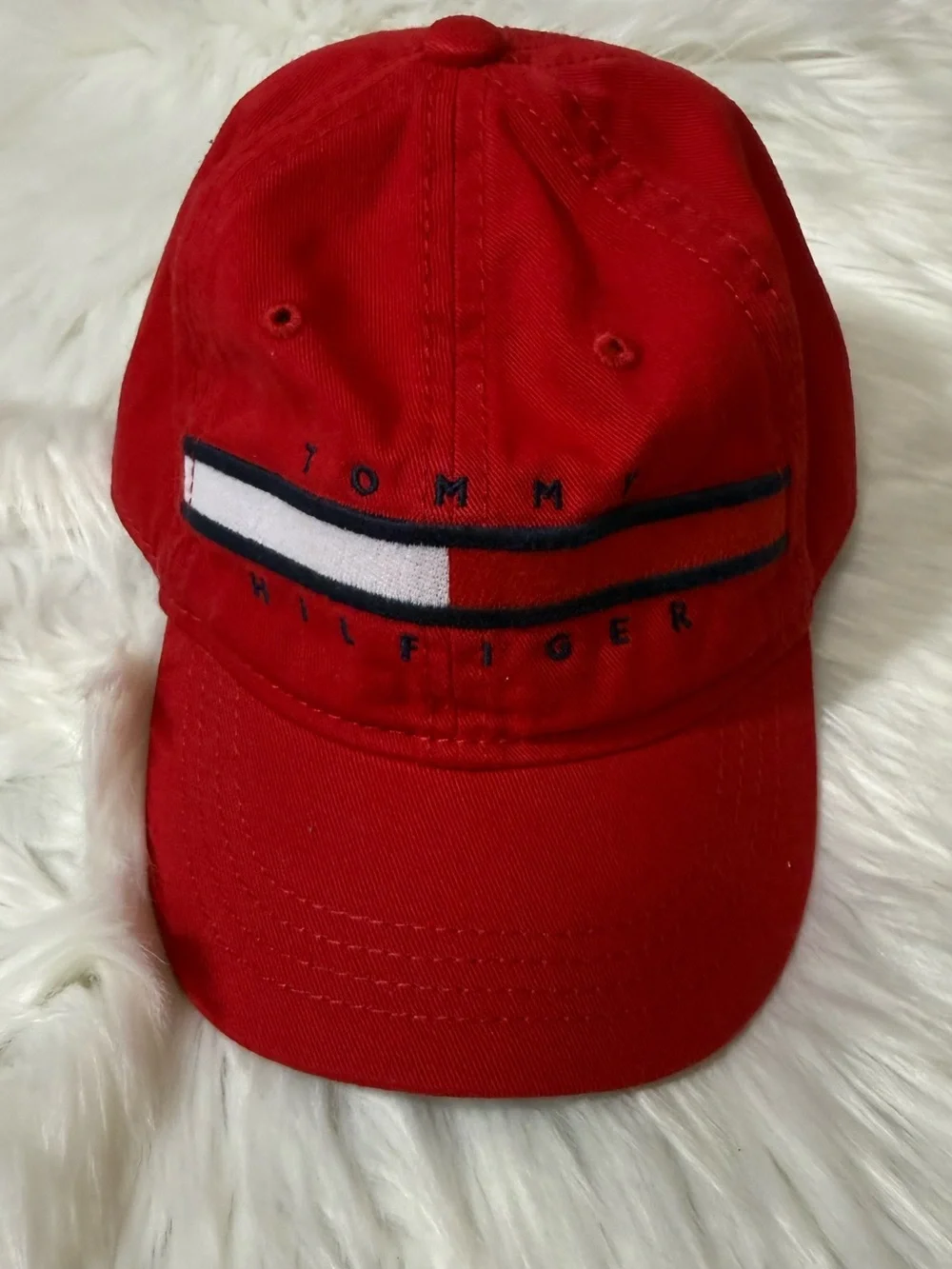 Tommy Hilfiger Kids Red Logo Flag Baseball Cap Size 2-4